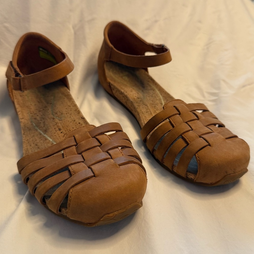 Ahnu Brown Woven Flats with Ankle Strap